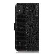 For Nokia C2 2nd Edition Crocodile Top Layer Cowhide Leather Phone Case(Black)