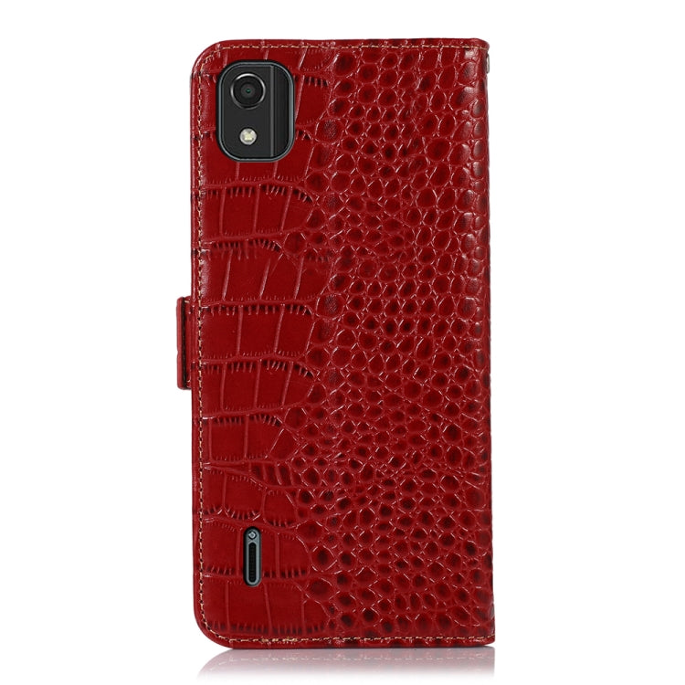 For Nokia C2 2nd Edition Crocodile Top Layer Cowhide Leather Phone Case(Red)