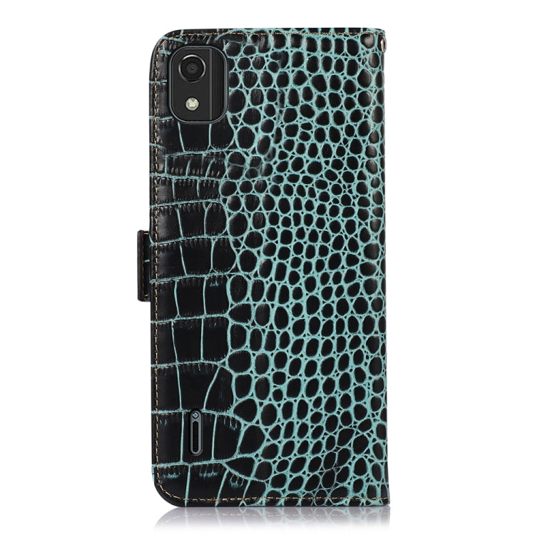 For Nokia C2 2nd Edition Crocodile Top Layer Cowhide Leather Phone Case(Green)