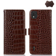 For Nokia C2 2nd Edition Crocodile Top Layer Cowhide Leather Phone Case(Brown) - Nokia Cases by PMC TechLife | Online Shopping South Africa | PMC TechLife | Buy Now Pay Later Mobicred