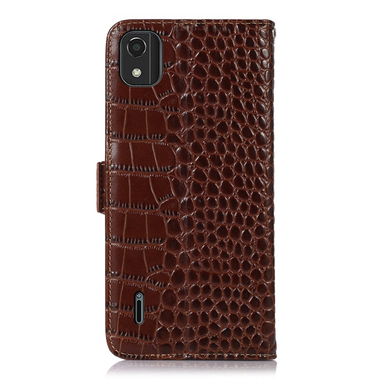 For Nokia C2 2nd Edition Crocodile Top Layer Cowhide Leather Phone Case(Brown)