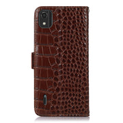 For Nokia C2 2nd Edition Crocodile Top Layer Cowhide Leather Phone Case(Brown)