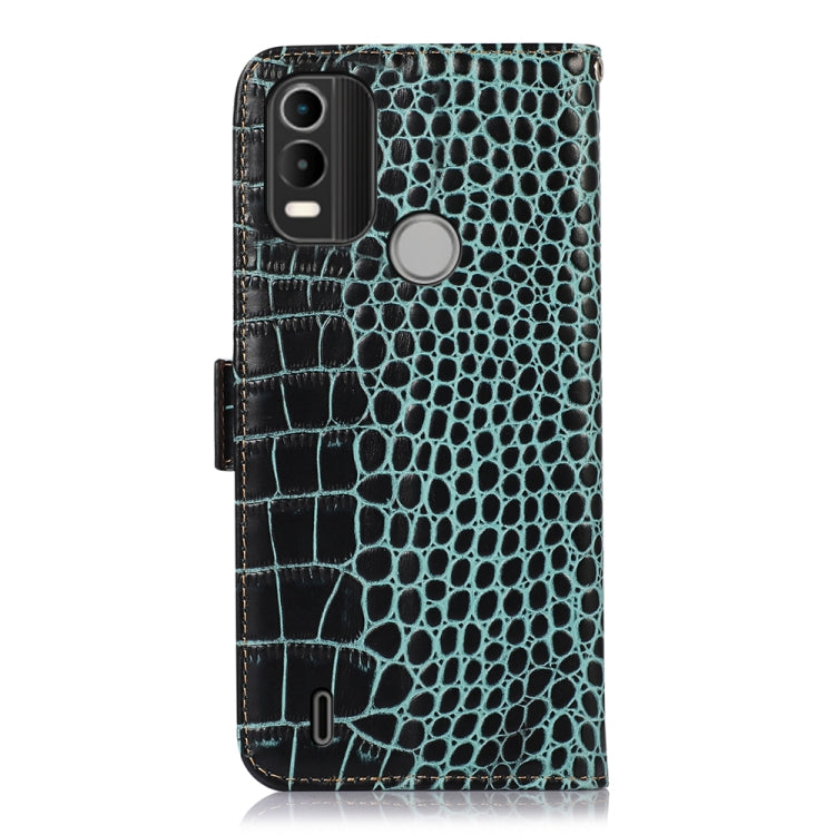 For Nokia C21 Plus Crocodile Top Layer Cowhide Leather Phone Case(Green)