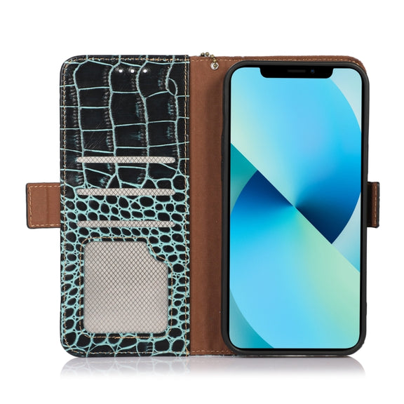 For Nokia C21 Plus Crocodile Top Layer Cowhide Leather Phone Case(Green)