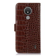 For Nokia C21 Crocodile Top Layer Cowhide Leather Phone Case(Brown)