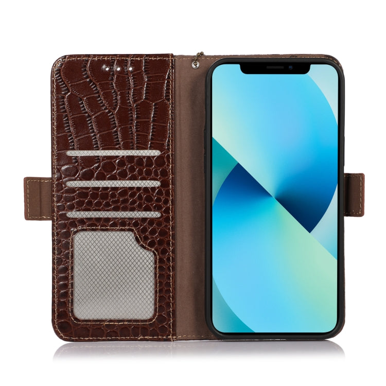 For Nokia C21 Crocodile Top Layer Cowhide Leather Phone Case(Brown)