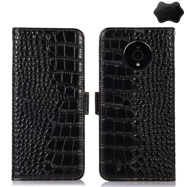 For Nokia C200 Crocodile Top Layer Cowhide Leather Phone Case(Black)