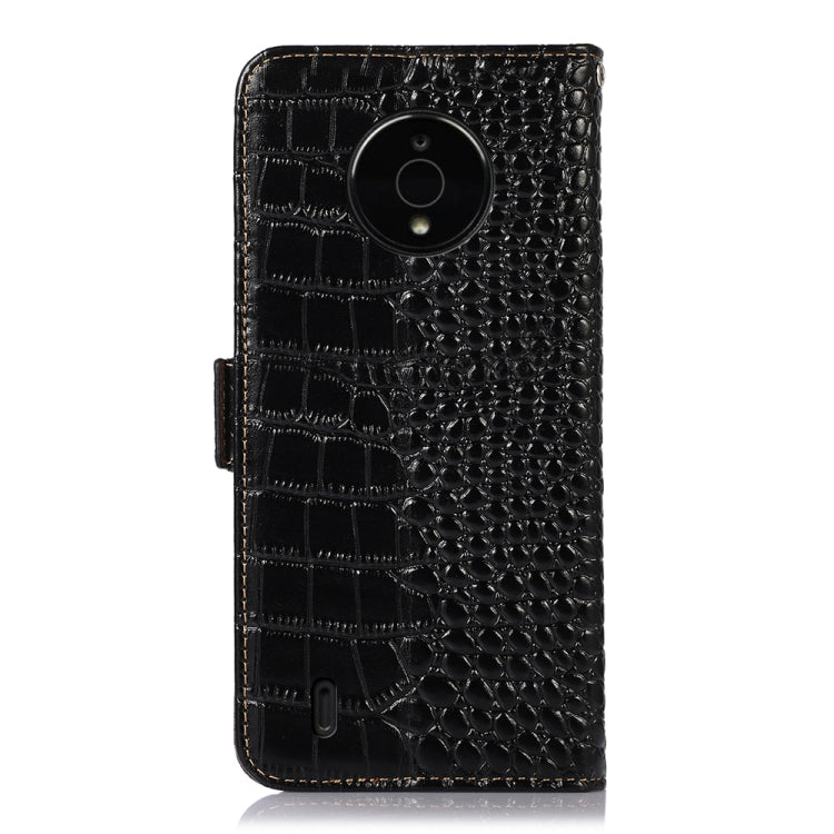 For Nokia C200 Crocodile Top Layer Cowhide Leather Phone Case(Black)