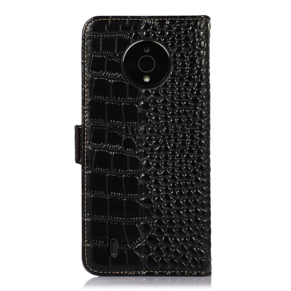 For Nokia C200 Crocodile Top Layer Cowhide Leather Phone Case(Black)