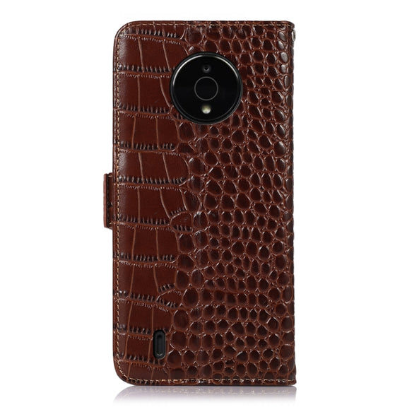 For Nokia C200 Crocodile Top Layer Cowhide Leather Phone Case(Brown)