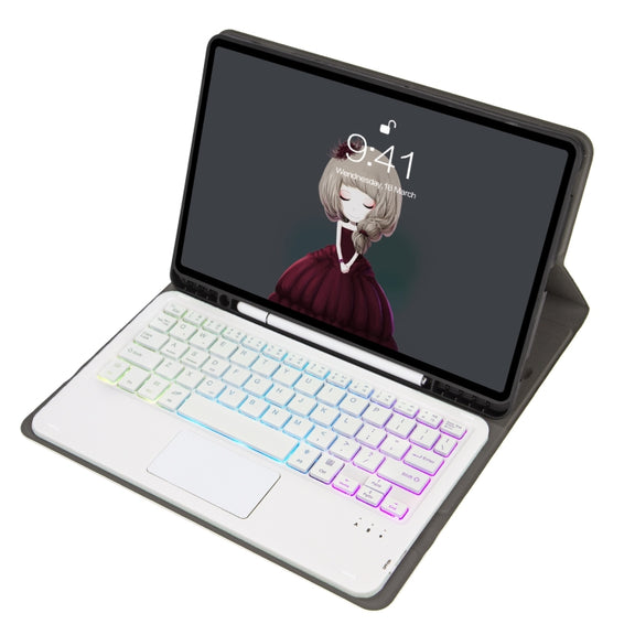 For Samsung Galaxy Tab S8 / S7 A700B-AS Lambskin Texture Backlight Bluetooth Keyboard Leather Tablet Case(Rose Gold)