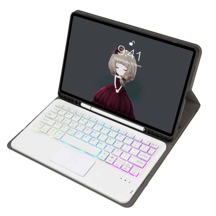 For Samsung Galaxy Tab S6 Lite A610B-AS Lambskin Texture Backlight Bluetooth Keyboard Leather Tablet Case(Rose Gold)