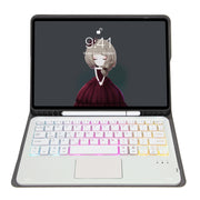 For Samsung Galaxy Tab S6 Lite A610B-AS Lambskin Texture Backlight Bluetooth Keyboard Leather Tablet Case(Rose Gold)