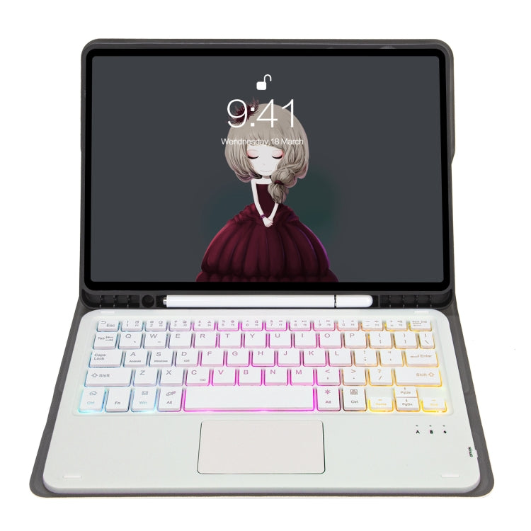 For Samsung Galaxy Tab S6 Lite A610B-AS Lambskin Texture Backlight Bluetooth Keyboard Leather Tablet Case(Rose Gold)
