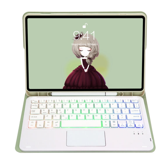 For Samsung Galaxy Tab A8 10.5 (2021) A08B-AS Candy Color Backlight Bluetooth Keyboard Leather Tablet Case(Light Green)