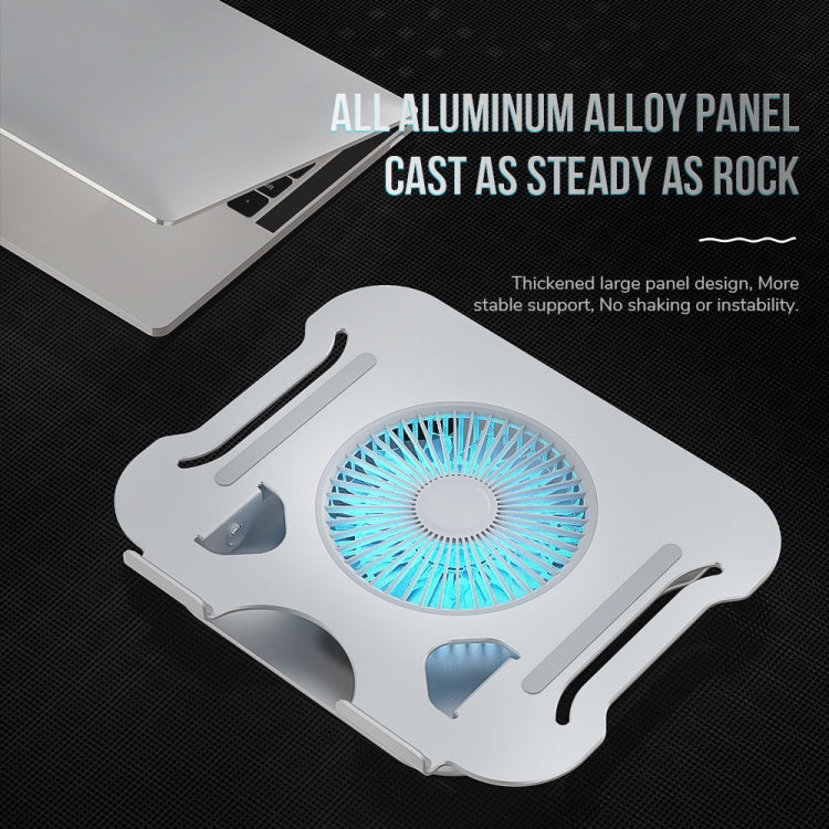R-JUST BJ01-5 Laptop Foldable Lift Bracket with Fan(Silver)