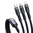 6A 66W 3 in 1 USB to 8 Pin + Micro USB + USB-C / Type-CFast Charging Braided Data Cable(Black) - Multifunction Cable by PMC TechLife | Online Shopping South Africa | PMC TechLife | Buy Now Pay Later Mobicred