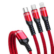 6A 66W 3 in 1 USB to 8 Pin + Micro USB + USB-C / Type-CFast Charging Braided Data Cable(Red) - Multifunction Cable by PMC TechLife | Online Shopping South Africa | PMC TechLife | Buy Now Pay Later Mobicred