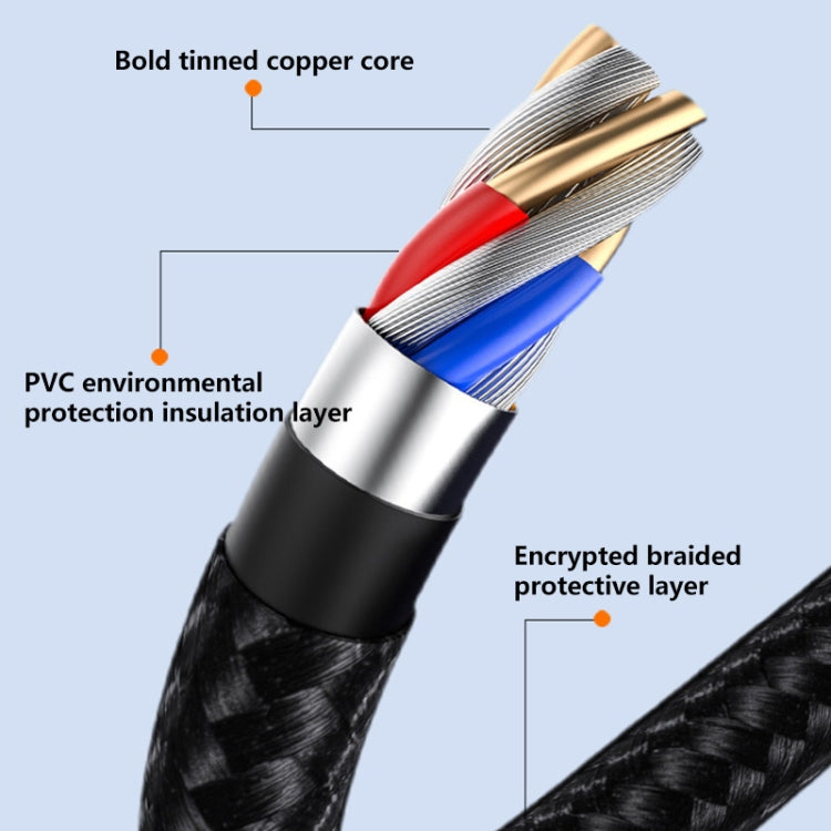 6A 66W 3 in 1 USB to 8 Pin + Micro USB + USB-C / Type-CFast Charging Braided Data Cable(Blue)