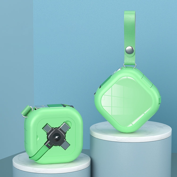 3 in 1 USB To 8 Pin + Micro USB + USB-C / Type-C Telescopic Charging Cable with Mobile Phone Holder(Green)