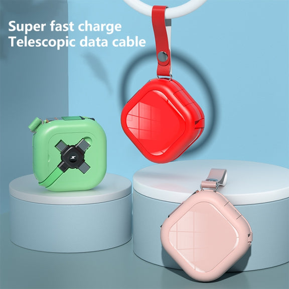3 in 1 USB To 8 Pin + Micro USB + USB-C / Type-C Telescopic Charging Cable with Mobile Phone Holder(Green)