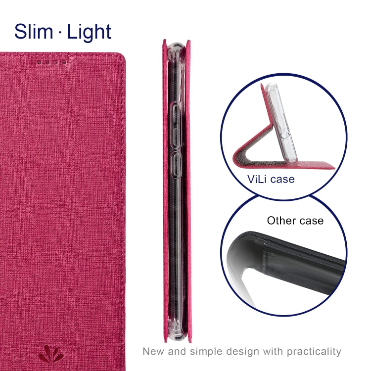 For Sharp Aquos R7 ViLi DMX Series Shockproof TPU + PU Leather Magnetic Attraction Horizontal Flip Case(Rose Red)