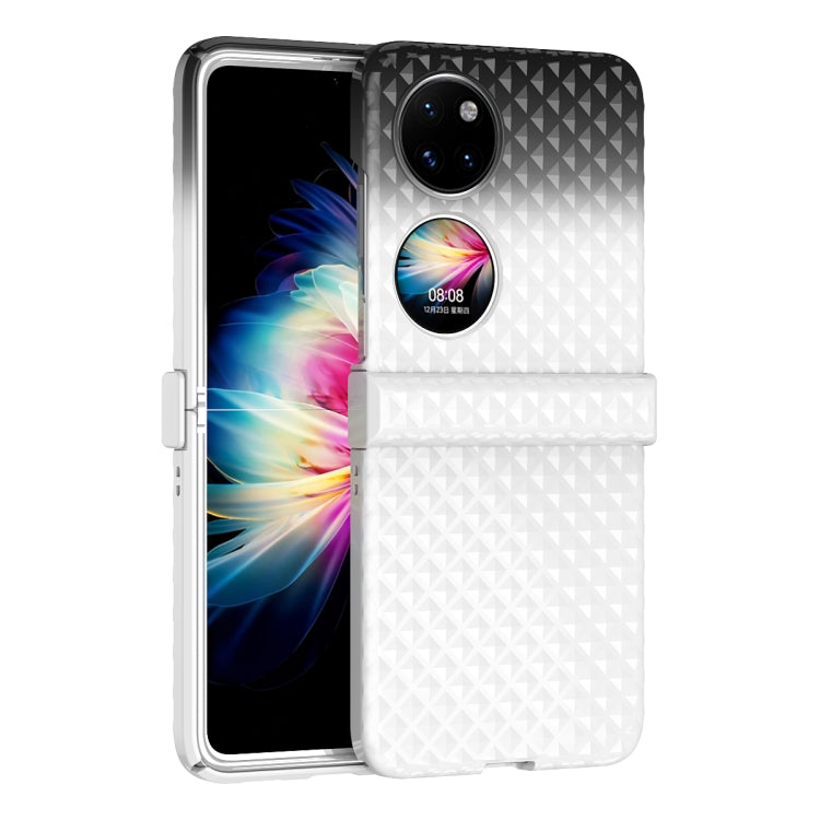 For Huawei P50 Pocket Rainbow Gradient Hinge Shockproof Phone Case(White Black)