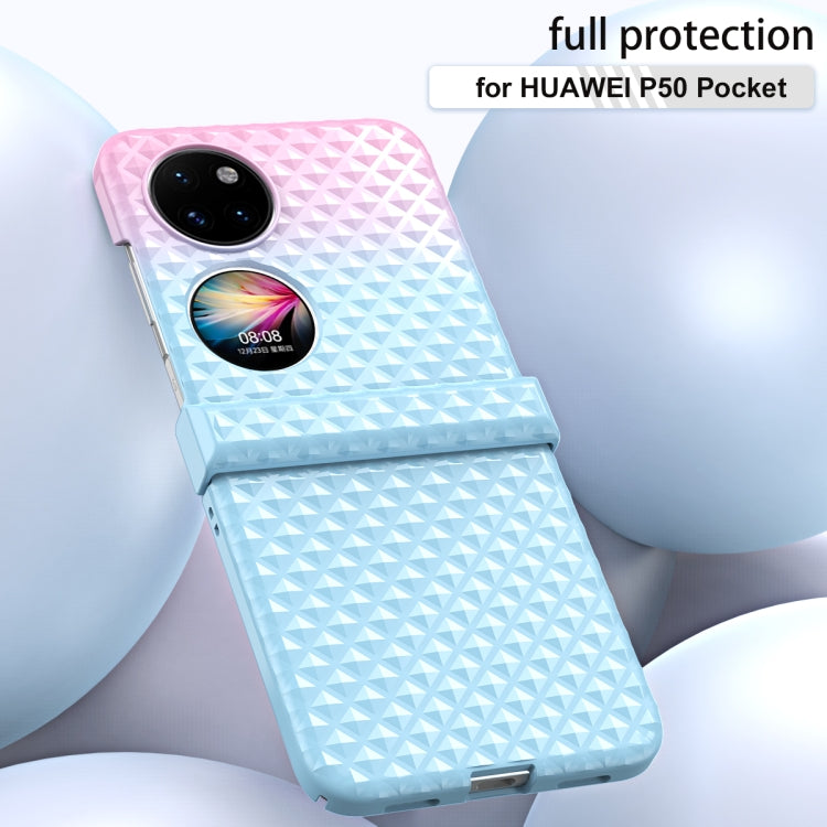 For Huawei P50 Pocket Rainbow Gradient Hinge Shockproof Phone Case(Purple Pink)