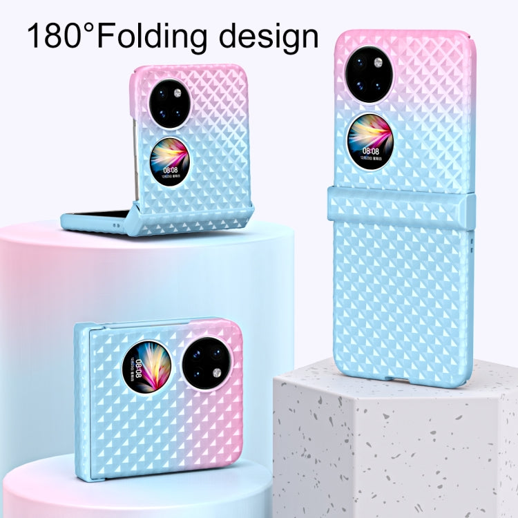 For Huawei P50 Pocket Rainbow Gradient Hinge Shockproof Phone Case(Purple Pink)