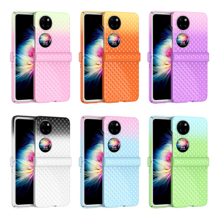 For Huawei P50 Pocket Rainbow Gradient Hinge Shockproof Phone Case(Purple Pink)
