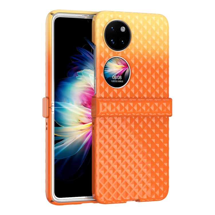 For Huawei P50 Pocket Rainbow Gradient Hinge Shockproof Phone Case(Orange Yellow)
