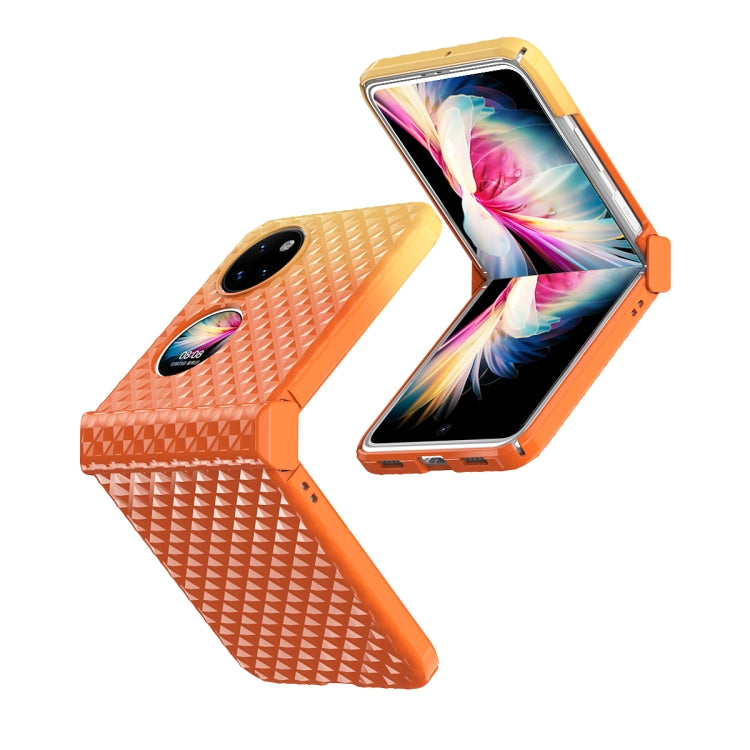 For Huawei P50 Pocket Rainbow Gradient Hinge Shockproof Phone Case(Orange Yellow)