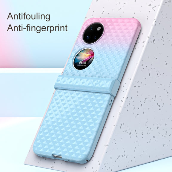 For Huawei P50 Pocket Rainbow Gradient Hinge Shockproof Phone Case(Green Blue)