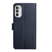 For Motorola Moto G71S Genuine Leather Fingerprint-proof Horizontal Flip Phone Case(Blue)
