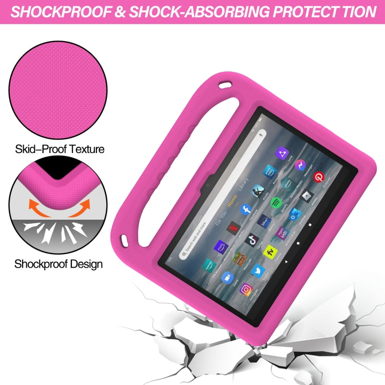 For Amazon Fire 7 2022 Handle EVA Shockproof Tablet Case with Triangle Holder(Rose Red)