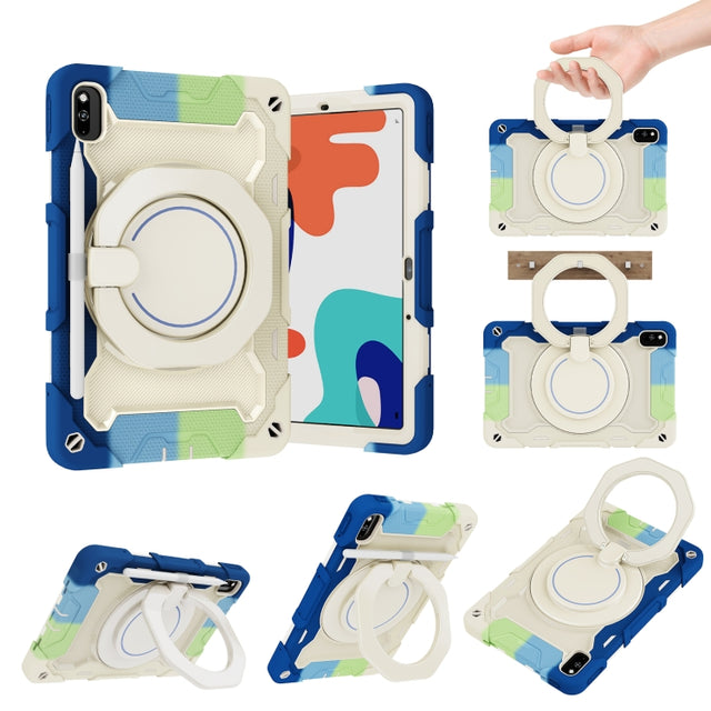 For Huawei MatePad 10.4 Armor Contrast Color Silicone + PC Tablet Case(Colorful Blue)