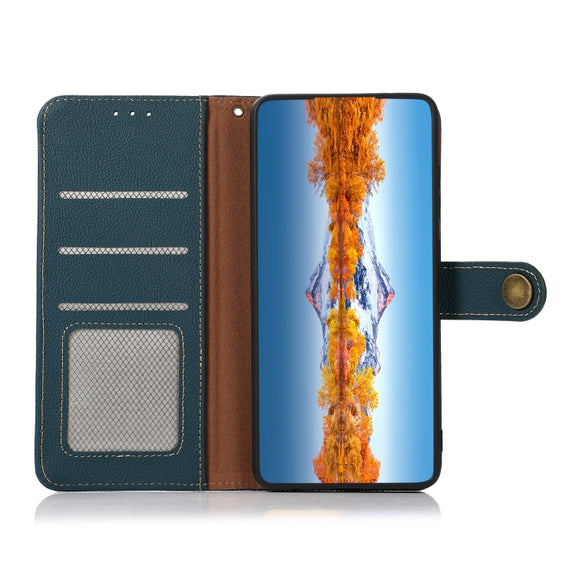 For Motorola Moto G42 KHAZNEH Custer Genuine Leather RFID Phone Case(Green)