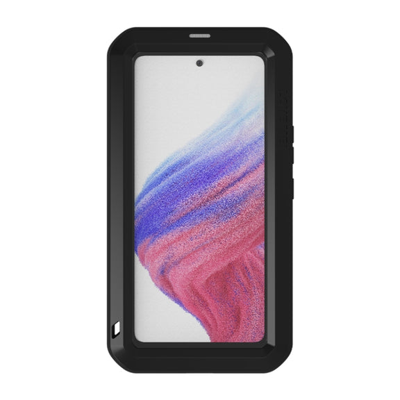 For Samsung Galaxy A53 LOVE MEI Metal Shockproof Water-resistant Dustproof Protective Phone Case with Glass(Silver)