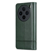 For vivo X100 AZNS Magnetic Calf Texture Leather Phone Case(Dark Green)