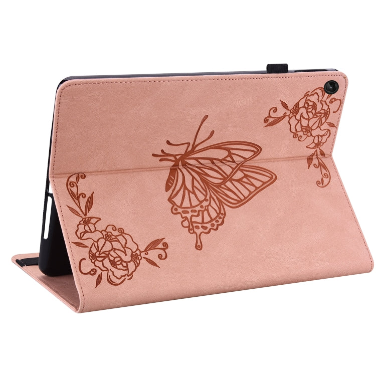 For Lenovo Tab M10 10.1 3rd Gen Butterfly Flower Embossed Leather Tablet Case(Rose Gold)