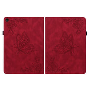 For Lenovo Tab M10 10.1 3rd Gen Butterfly Flower Embossed Leather Tablet Case(Red)