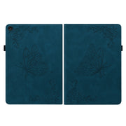 For Lenovo Tab M10 10.1 3rd Gen Butterfly Flower Embossed Leather Tablet Case(Blue)