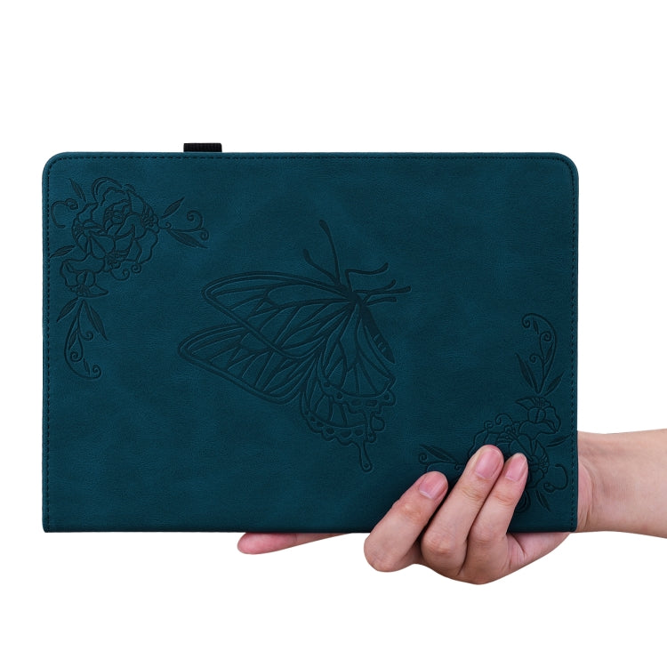 For Lenovo Tab M10 10.1 3rd Gen Butterfly Flower Embossed Leather Tablet Case(Blue)