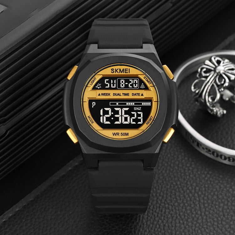 SKMEI 1821 Stainless Steel Buckle Silicone Strap Electronic Watch(Black and White)
