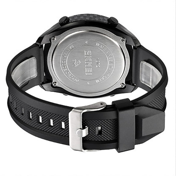 SKMEI 1872 Stainless Steel Buckle PU Strap Water-resistant Electronic Watch, Dial:White(Carbon Brazing)