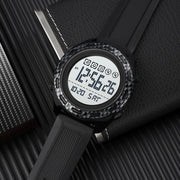 SKMEI 1872 Stainless Steel Buckle PU Strap Water-resistant Electronic Watch, Dial:Black(Carbon Brazing)