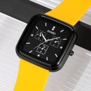 SKMEI 1902 Stainless Steel Buckle Silicone Strap Water-resistant Quartz Watch(Black + Yellow)