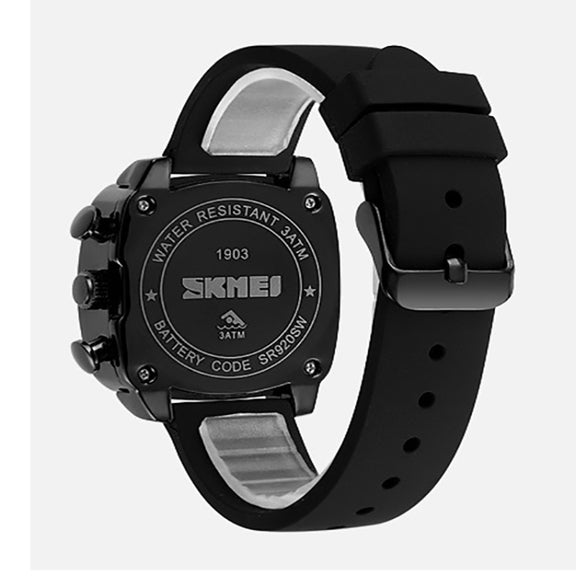 SKMEI 1903 Stainless Steel Buckle Silicone Strap Water-resistant Quartz Watch(Coffee)