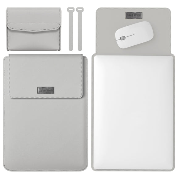 4 in 1 Lightweight and Portable Leather Computer Bag, Size:11/12 inches(Grey)