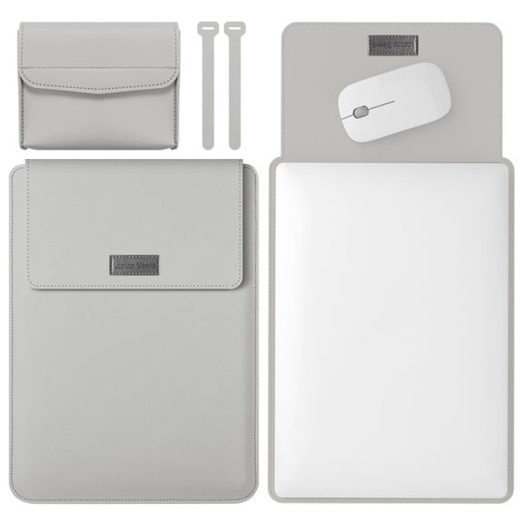4 in 1 Lightweight and Portable Leather Computer Bag, Size:15.4/15.6/16.1 inches(Grey)